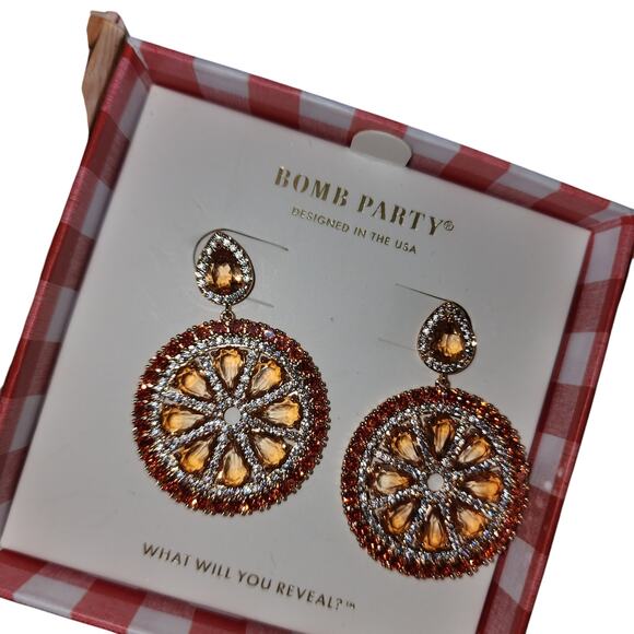 BOMB PARTY NWT SHES GOT ZEST FOR GLAM BLING EARRINGS - Picture 2 of 4